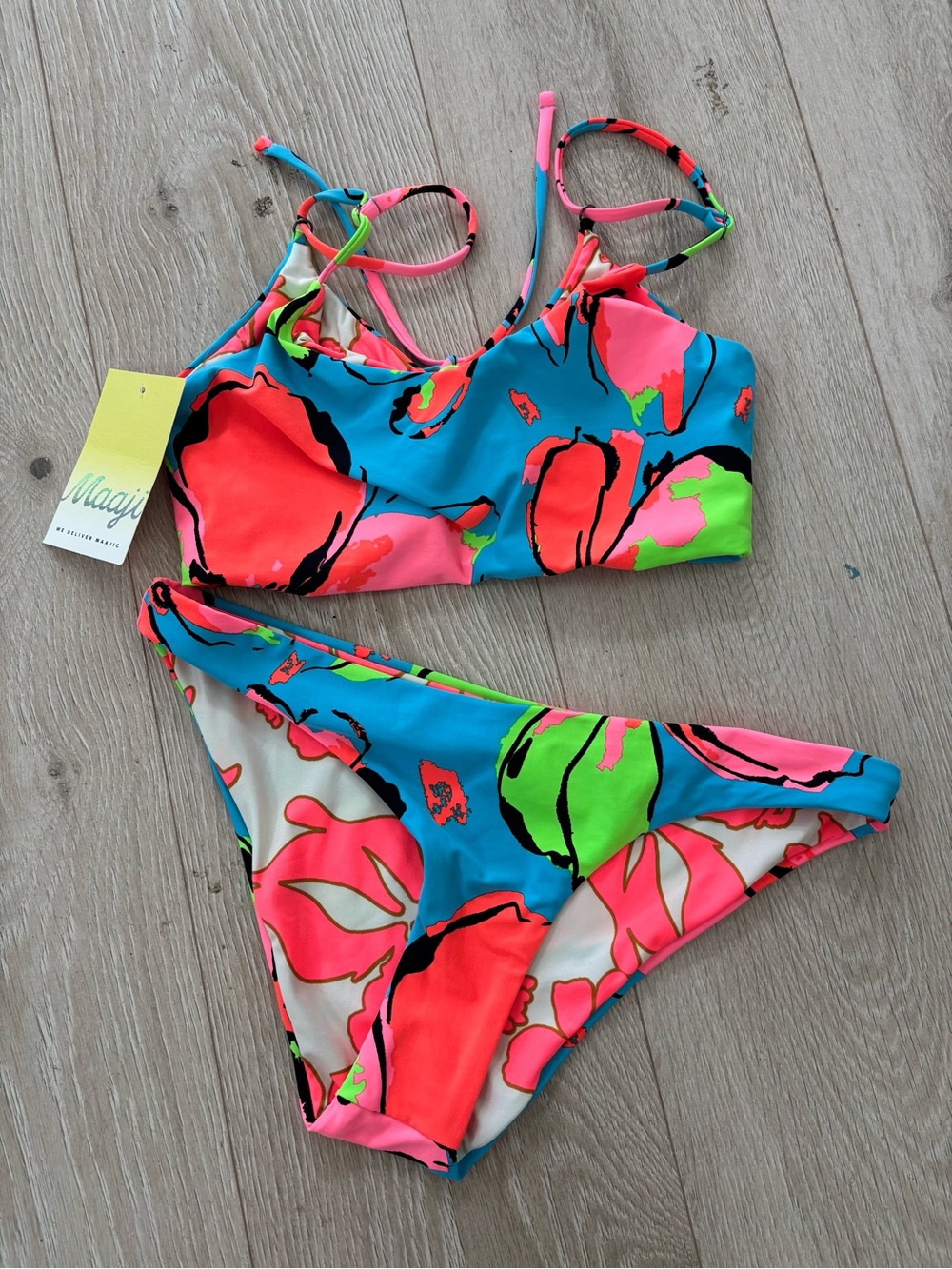 NWT Maaji Neon Floral Two-Piece Bikini
